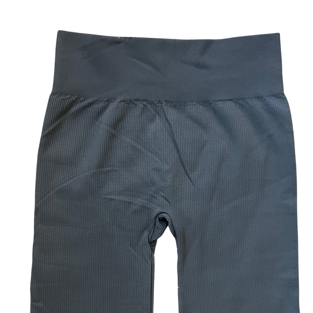 OQQ Womens Ribbed Seamless Flare Yoga Pants Charcoal Grey High Waist XL NWOT - Picture 3 of 4